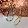 Pendant Necklaces VSnow Ins Style Asymmetry Multi-layer Colorful Rice Beads Chokers Necklace For Women Irregular Faux Pearl Jewellery