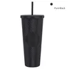 Gradient Plastic Cup Creative Double Straw Plastic Cup Portable Large Capacity Durian Cup Cool Portability Kitchen Product 240304