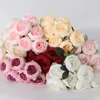 Fleurs décoratives Couronnes Pivoine Bouquet De Fleurs Artificielle Blanc Rouge Décoration De Mariage 7 Têtes De Soie Faux Flores Décor À La Maison BunchDecorativ