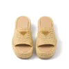 Seyahat Katır Platformu Erkek Tasarımcı Sandalet Sandalet Slayt Dokuması 10A En Kaliteli Lüks Yaz Ayakkabı Kaydırıcıları Açık havada ayakkabı gündelik yürüyüş üçgeni Sandale Loafers Slipper
