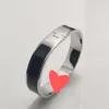 Дизайнерская любовь эмалевые браслеты Bangles Jewelry Justerry Mount для мужчин Женщины роскошь 18K Желтая золота из нержавеющей стали титановые украшения розовые ювелирные украшения 12 мм в ширину AG Red