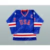 Anpassad Mike Eruzione 21 USA Blue Hockey Jersey New Top Stitched S-M-L-XL-XXL-3XL-4XL-5XL-6XL