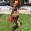 Women's Two Piece Pants Fashion Spring Fall Women Leopard Print Slash Neck Long Sleeves Bodysuits High Waist Full Slim Fit Two-pieces