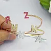 Pulseira personalizada carta inicial aberta manguito pulseira personalizada colorida cz zircon carta pulseira para mulheres jóias presentes 231128