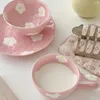 Tablice Zestaw stolika dla dziewcząt Koreański ręcznie robiony różowy ceramiczny podkład kolorowy ręcznie malowany miski na miskę kwiatową