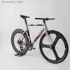 Rowery stały ścieżki na biegu Sing Fixie Ricyc 700C Aluminiowy widelec węglowy z 48T Crankset 3 szprychy 40/70/90 mm Wheelset Q231129