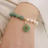 Charm Armbanden Licht Luxe Elegante Parel Sieraden Voor Vrouwen Jade Kralen Armband Ping Een Sluiting Hanger Puur Natuurlijk