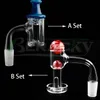 Beracky Full Weld Smoking Terp Slurper Clear Bottom Quartz Banger with Glass Marble Spinning Cap Pearls Male Female Seamless Welded Beveled Edge Nails For Bongs Rigs