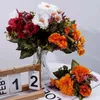 Fleurs décoratives artificielles Orange jaune tournesols faux Gerbera soie marguerite fleur jardin fête mariage décor à la maison Simulation Bouquet