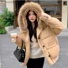 Women's Down Parkas Black Down Jacket Women Coat Hooded Fashion American Streetwear Y2K Style Duck Down Feather Fe Winter Khaki Short Outwear L231129