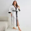 Kvinnors sömnkläder XL-5XL Big Size Bride Bathrobe Dress Women Robe Dressing Gown Lady Long Kimono Nightshirts Home Wear Loungewear