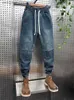 Erkekler Kot erkek retro kot dikiş yaması moda sokak kıyafeti açık gündelik pantolon yüksek kaliteli lüks marka giyim l231129