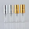 3ML Travel Refillable Glass Perfume Bottle With UV Sprayer Cosmetic Pump Spray Atomizer Silver Black Gold Cap Mnsfv