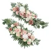 Decoratieve bloemen hangende bloemen swag kunstmatige roze rattan slinger bruiloft boog voor