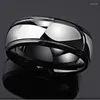 Cluster Rings ZHUMAN 2023 Fashion Stainless Seel Ring Personalized Design Black And White Curved Simple Trendy Student Jewelry