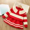 Clothing Sets Girls' Knitted Dress Winter Sweater Christmas Party Long Sleeve Knitted Children's Wear Baby Year's Clothing 0-6 Years O 231129