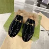 Luxury Designer women Loafers Hair Slippers Horseshoe Metal Buckle Genuine Leather Fashion Casual Flat Shoes With Box And Dust Bag35-42