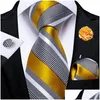Noeuds papillon bleu rayé hommes accessoires de mariage cravate mouchoir boutons de manchette broche cadeaux pour hommes articles en gros affaires goutte Dhviv
