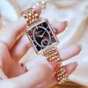 2023 New Summer Waterproof Square Luxury Women's Watch Independent Second Disc Double Needle Diamond Embedding Stylish