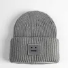 Micro Blue Knitted Square Smiling Face Knitted Hat for Women in Autumn Winter Warm and Thickened Knitted Hat for Men and Women Couples Cold 231120