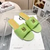 Luxury Designer Leather Slippers Sandals Metallic Floral LOGO Fashion Casual Beach Flats with Box and Dust Bag 35-42