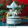 Christmas Toy Supplies Christmas Village Decoration Wooden Carousel Ba Music Box Red Blue Pink Carousel Christmas Toy for Kids Children's Holiday Gifts 231124