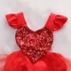 Rompers 0-3y Babhirgher Princess Romper Dress Infant Summer Clothing Sleave Sequin Sequin Heart Tulle Tutu Toddler Party Outfits