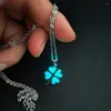 Chains Stainless Steel Luminous Heart Leaf Necklace Glowing Night Fluorescence Glow In The Dark For Men Women Party Hallowen