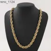 18k Real Gold Plated 10mm rostfritt stålkedja för smycken som gör män kvinnor halsband vridning rep kedja 16-47 tum