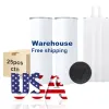 US/CA Stocked 25pcs/Carton 20oz Stainless Steel Tumblers Double Walled Insulated Car Mugs With Lid Straw Thermos 20 oz Water Bottles