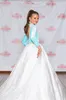 Flamingo White Girl Pageant Dress 2023 Long Sleeves Crystal Velvet Little Kid Birthday Formal Party Gown Infant Toddler Teens Preteen Tiny Young Junior Miss Sky Blue