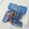 Scarves Women Fashion Floral Print Silk Scarf Summer Thin Soft Chiffon Georgette Plum Blossom Sunscreen Scarf Muslim Hijab Beach Shawl J230428