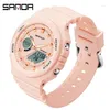 Relojes de pulsera Sanda hombres reloj deportivo cronógrafo corriendo segundo luminoso pantalla LED relojes de cuarzo para hombre impermeable Relogio masculino 6016