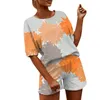 Damen-Trainingsanzüge, Damen-Blumen-Batik-Drucke, zweiteilige Outfits, lässig, Sport, Laufen, Kurzarm-Shirt, Oberteile, Hosen-Set