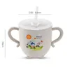 Tazze Piatti Utensili Bicchiere per acqua didattico per bambini con doppi manici e coperchio Biberon per acqua per bambini a prova di perdite con cannucce Tazza per allenamento per bambini P230314