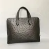 Briefcases Genuine Real Ostrich Skin Passcode Closure Businessmen Briefcase Handbag Exotic Leather Male Large Top-handle Working Purse