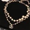 Womens Necklaces Luxury Brand Designer Jewelry Women Pearls Necklace Heart Chain C Gold Chains Letter Jewelrys For Lady Party Accessories