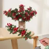 Kwiaty dekoracyjne świąteczne jagodowe gałązki trwałe ozdoby stacjonarne łodygi na przyjęcie świąteczne wieniec domowe dekoracja domowa