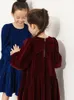 رقص Amii Kids Girls Virts Winter 3y O OC OC Long Sleeves Solid Elegant Vintage Vestidos 22240113 231128