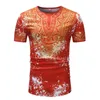 Men's T Shirts LUCLESAM Men's Ethnic Bronzing Printed O-neck T-shirt Splash Ink Short-sleeved Tops Summer African Style T-shirts For Man