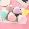 Fancy Double Contrast Color Plush Key Chain Fluffy Heart Shaped Soft Toy Fur Rabbit Pom Pom Keychain DF152