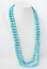 Catene JQHS lunghe 132 cm 10 mm rotonde perline turchese azzurro cielo collana C1246 gioielli