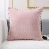 Cushiondecorative Pillow 1 PC Corduroy Decorative Throw Covers Pompom Soft Boho Striped Modern Farmhouse Home Decor 231128