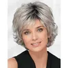 Synthetic Wigs Wig Women's ffy Short Hair Outward Upset Mixed Color Wig Brown Gold Intermittent Color Wig