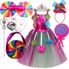 Robes de fille Sweet Lollipop Candy Enfants Robe Carnaval Fête Petite Fille Anniversaire Costume Fantaisie Arc-En-Tutu Enfants Vêtements De Mariage 2 8T 231128