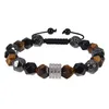 Charm Bracelets Natural Tiger Eye Stone Braid Volcanic Bracelet Elastic Rope Birthday Gifts Drop Delivery Jewelry Dhcpc