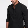 Camisas casuais masculinas 2023 primavera algodão branco preto camisa homens oversize moda masculina incomum colar botão manga longa roupas