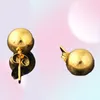 Boucles d'oreilles à tige en or jaune 18 carats, rondes et lisses, Style Simple, pour femmes et filles, cadeau 27159156441