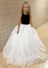 Navy-Ice Blue Girl Pageant Dress 23 Keyhole Crystal Velvet Little Kid Compleanno Abito da festa formale Infant Toddler Teens Preteen Tiny Young Junior Miss Royal Nero-Bianco