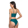 Kvinnors badkläder 2023 Sexig bikini Solid baddräkt Kvinnor Push Up Set Bathing Summer Beach Wear Swimming Plus Size